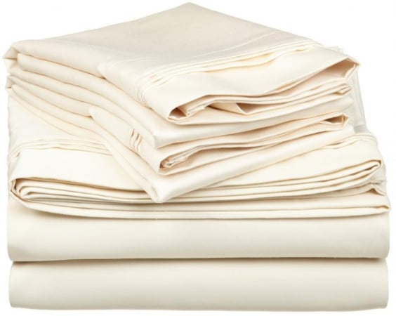 Egyptian Cotton 650 Thread Count Solid Sheet Set Full-Ivory
