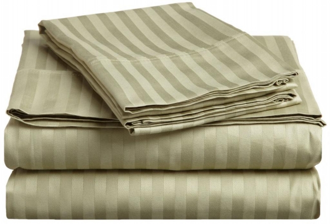 400 Thread Count Egyptian Cotton King Sheet Set Stripe Sage