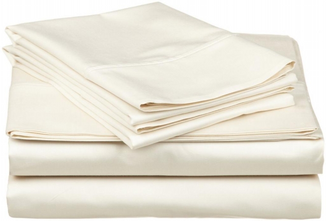 Picture of 400 Thread Count Egyptian Cotton Olympic Queen Sheet Set Solid  Ivory