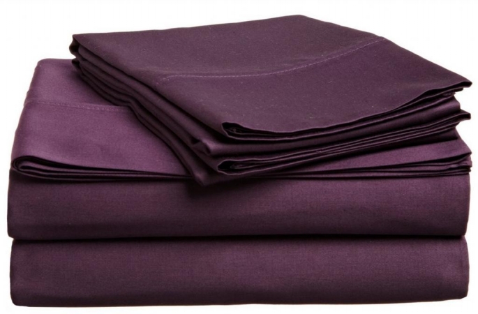 400 Thread Count Egyptian Cotton Queen Sheet Set Solid  Plum