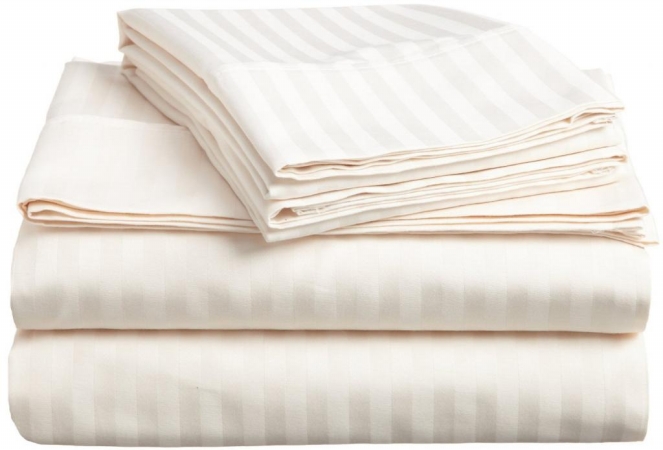 400 Thread Count Egyptian Cotton Queen Sheet Set Stripe Ivory