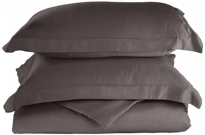 Rayon from Bamboo 300 Thread Count Solid Duvet Cover Set  King/California King-Grey