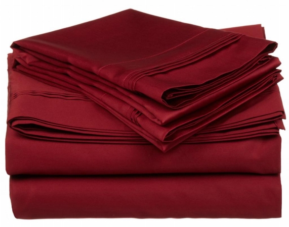 Egyptian Cotton 650 Thread Count Solid Sheet Set  Queen-Burgundy