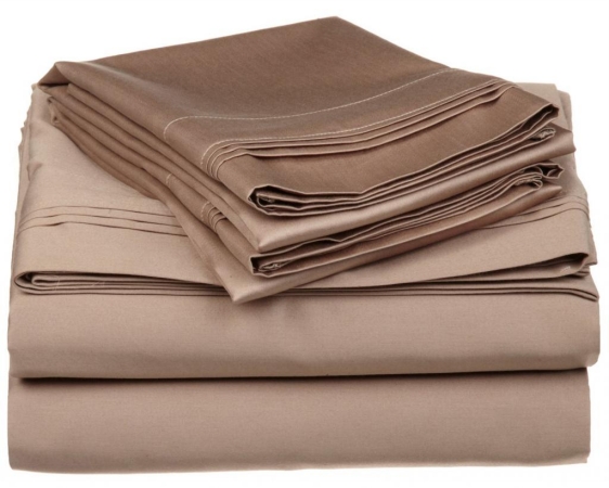 Egyptian Cotton 650 Thread Count Solid Sheet Set Queen-Taupe