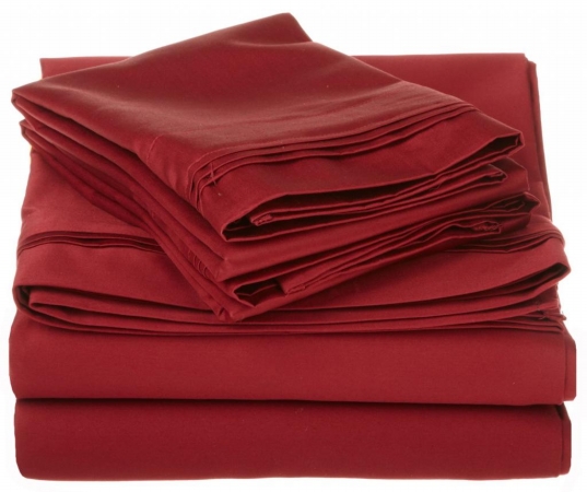 Egyptian Cotton 1000 Thread Count Solid Sheet Set  Full-Burgundy