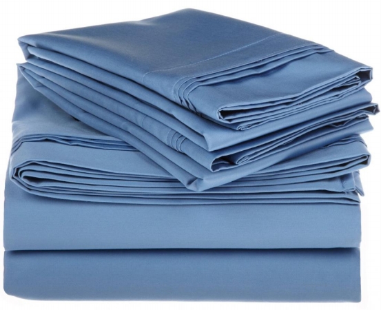 Egyptian Cotton 1000 Thread Count Solid Sheet Set Full-Medium Blue