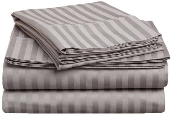 400 Thread Count Egyptian Cotton California King Sheet Set Stripe  Grey
