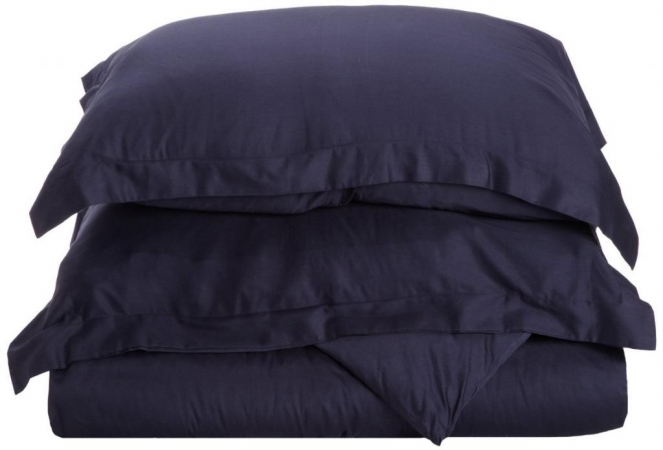 Picture of 400 Thread Count Egyptian Cotton King/ California King Duvet Cover Set Solid  Navy Blue