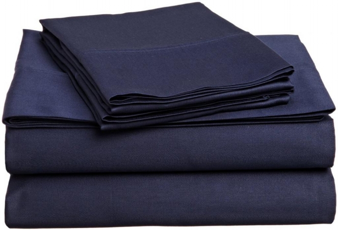 400 Thread Count Egyptian Cotton Split King Sheet Set Solid  Navy Blue