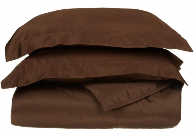 Picture of 530 Thread Count Egyptian Cotton Full/ Queen Duvet Cover Set Solid  Chocolate