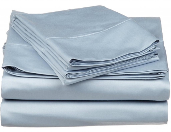 530 Thread Count Egyptian Cotton Queen Sheet Set Solid Light Blue