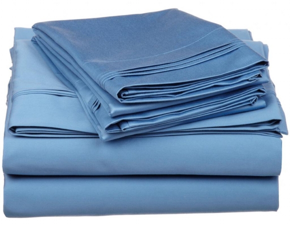 Egyptian Cotton 650 Thread Count Solid Sheet Set King-Medium Blue