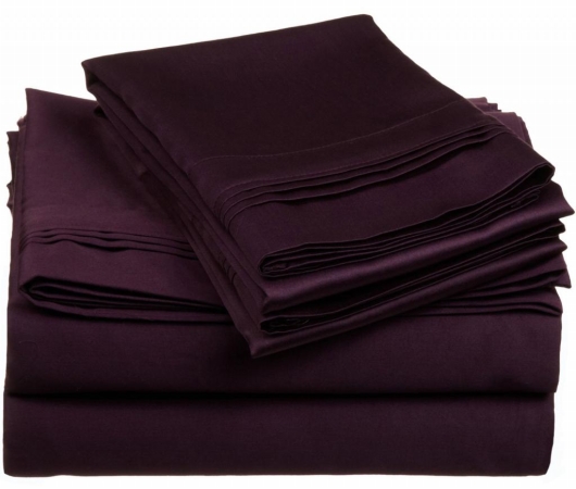 Egyptian Cotton 650 Thread Count Solid Sheet Set - King - Plum - Luxurious Softness