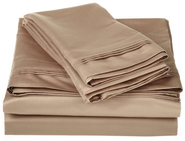 Egyptian Cotton 1000 Thread Count Solid Sheet Set Queen-Taupe