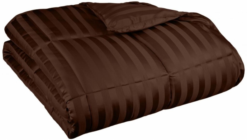 Picture of All Season Wide Stripes Down Alternative Comforter  Full/Queen-Chocolate