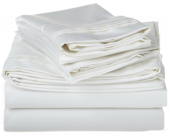 Egyptian Cotton 1000 Thread Count Solid Sheet Set California King-White