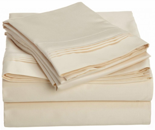 Egyptian Cotton 1000 Thread Count Solid Sheet Set  Olympic Queen-Ivory