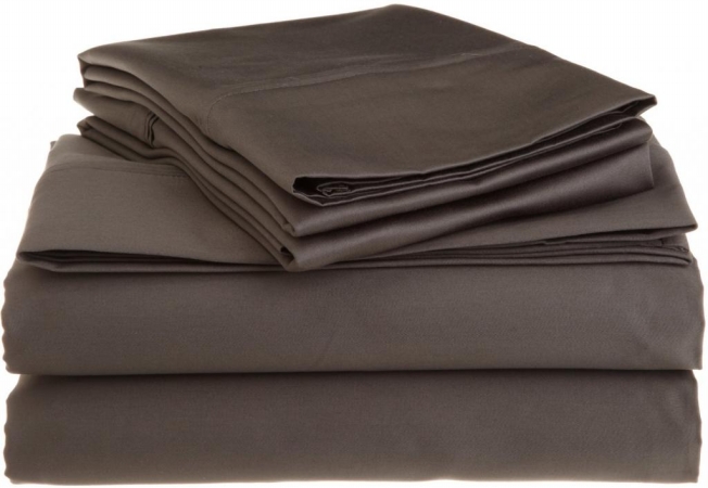 Egyptian Cotton 1200 Thread Count Solid Sheet Set King-Charcoal