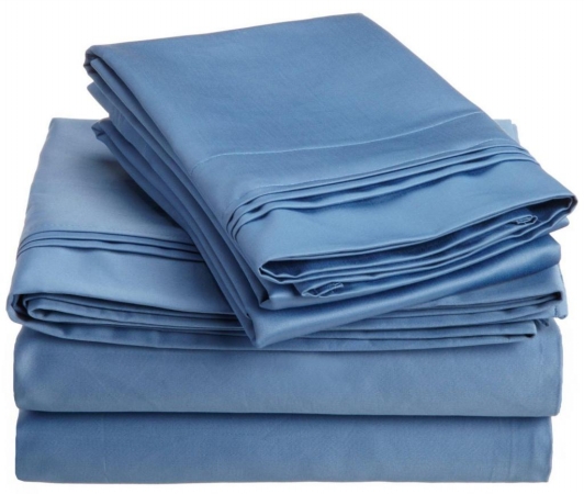 Egyptian Cotton 1500 Thread Count Solid Sheet Set  Full-Medium Blue