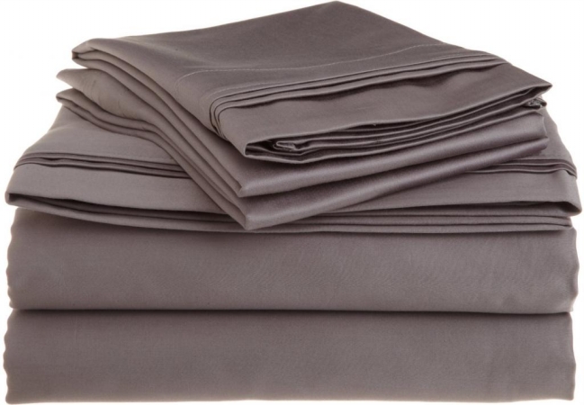 Egyptian Cotton 1500 Thread Count Solid Sheet Set King-Grey