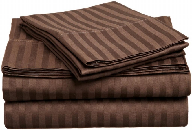 400 Thread Count Egyptian Cotton Twin XL Sheet Set Stripe  Mocha