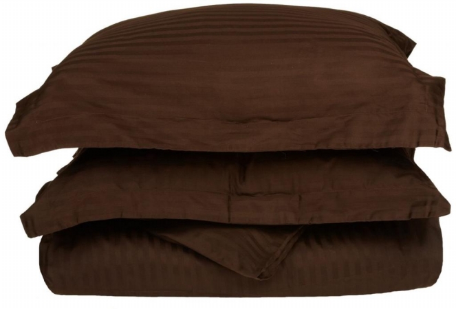 Picture of 400 Thread Count Egyptian Cotton Twin Duvet Cover Set Stripe  Mocha