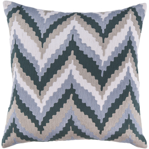 Surya Rug AR053-2222D Square Slate Blue Decorative Down Feathers Pillow 22 x 22 in.
