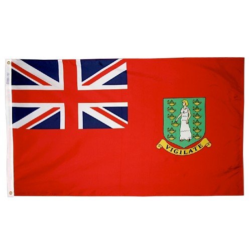 2 ft. X 3 ft. Nyl-Glo British Virgin Islands Flag with Red Background