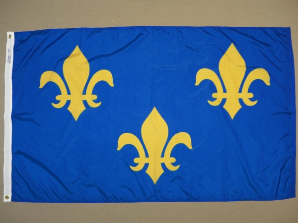 Fleur De Lis Flag, Blue with Three Gold Fleurs Nyl-Glo-3 ft. X 5 ft.