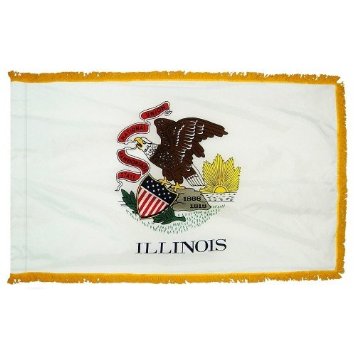 Picture of Annin Flagmakers 141490 3 ft. x 5 ft. Indoor and Parade Colonial Nyl-Glo Illinois Flag with Fringe