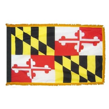 Picture of Annin Flagmakers 142390 3 ft. x 5 ft. Indoor and Parade Colonial Nyl-Glo Maryland Flag with Fringe