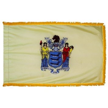 Picture of Annin Flagmakers 143690 3 ft. x 5 ft. Indoor and Parade Colonial Nyl-Glo New Jersey Flag with Fringe