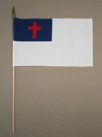 Picture of Annin Flagmakers 111303 Christian Grave Marker Flags Mounted on a .38 in. X 30 in. Natural Wood Staff 12 in. X 18 in.