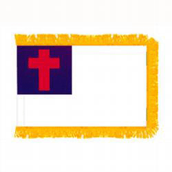 Indoor and Parade Colonial Nyl-Glo Christian Flag - Gold Fringe - 3 ft. x 5 ft.