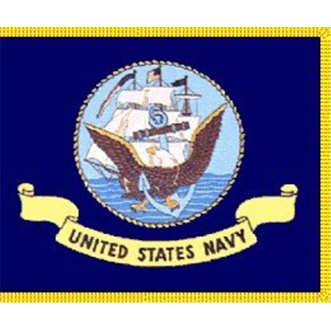 Annin Flagmakers 439115 3 ft. X 5 ft. U.S. Navy Flag with Fringe Colonial Nyl...