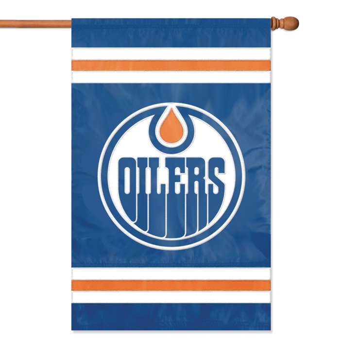 Picture of Party Animal&#44; Inc. AFOIL Applique Banner Flag - Edmonton Oilers