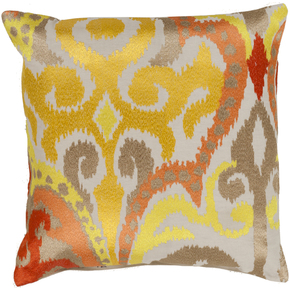 Rug AR072-2222D Square Yellow and Gold Down Feathers Pillow 22 x 22 in.