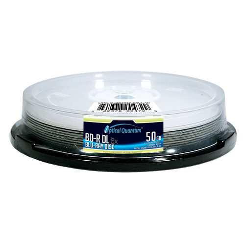 Picture of Optical Quantum OQBDRDL06LT-10 10 Pack 6X 50GB BD-R DL Blu-Ray Blank Disc Logo Top