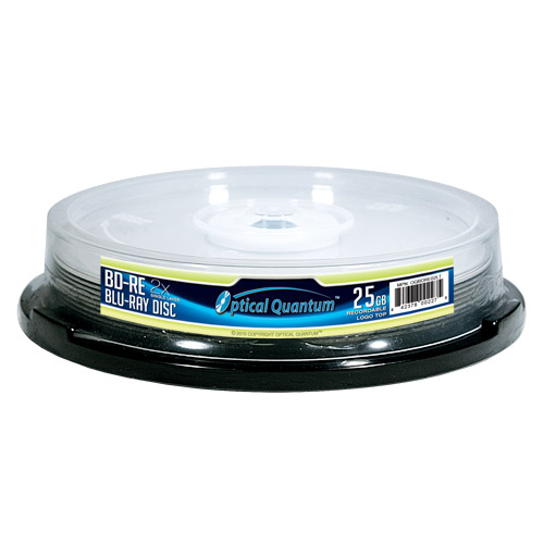 Picture of Optical Quantum OQBDRE02LT-10 10 Pack 2X 25GB BD-RE Blu-ray Blank Disc Logo Top