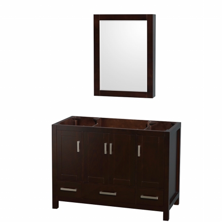 WCS141448SESCXSXXMED Sheffield 48 in. Single Bathroom Vanity in Espresso- No Countertop- No Sink- and Medicine Cabinet -  Wyndham Collection