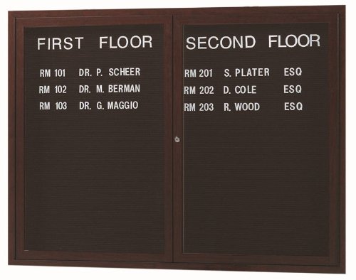 Picture of AARCO Products ADCWW3648R Aluminum Frame Wood Look (Walnut) Enclosed Letter Board