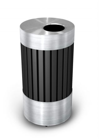 Commercial Zone  Riverview 1 Stainless Steel and Black Powder-Coated Steel Waste Receptacle
