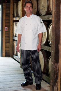 Picture of Uncommon Threads 4000-4108 Classic Basic Baggy Chef Pant with 3&apos;&apos; Elastic Waist in Chalk Stripe - 4XLarge