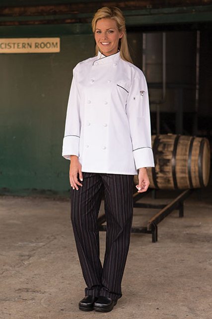 Picture of Uncommon Threads 4003-2708 Yarn Dyed Baggy Chef Pant in Red/White Pinstripe - 4XLarge