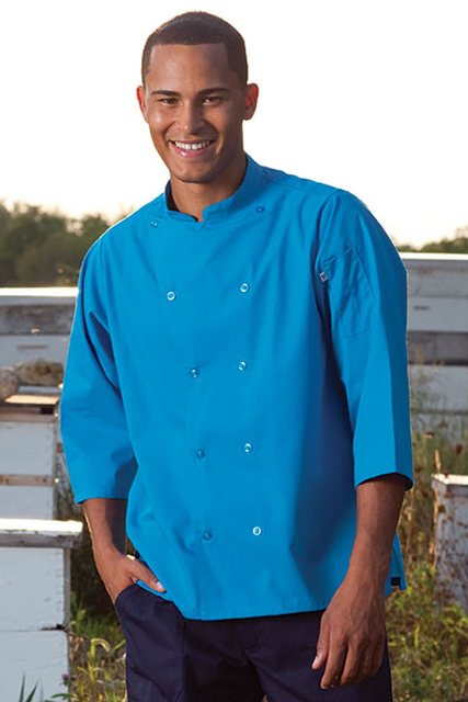 Picture of Uncommon Threads 0975-5104 Epic 3/4 Sleeve Chef Shirt in Cobalt - Large