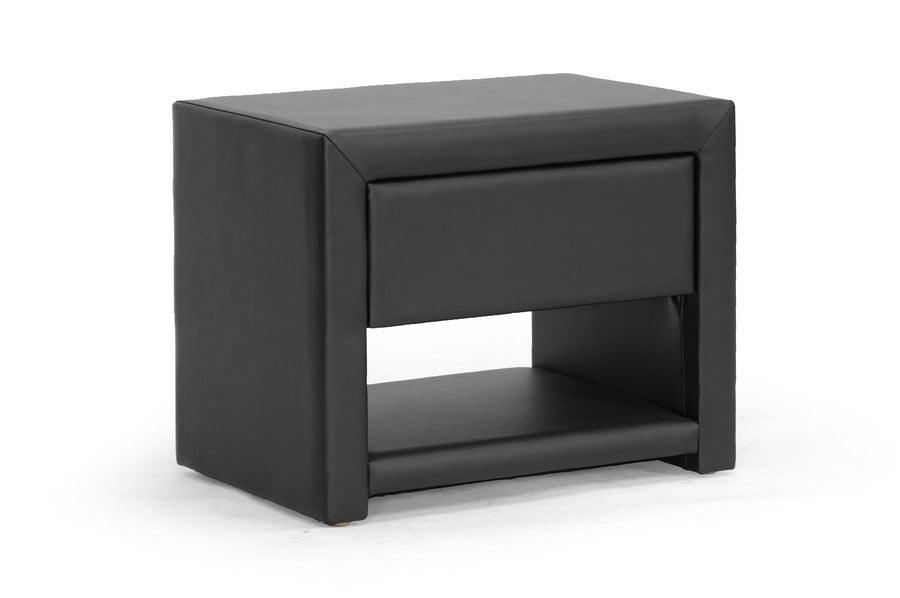 BBT3092-Black-NS Massey Black Upholstered Modern Nightstand