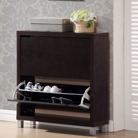 FP-2OUS-Cappucino Simms Dark Brown Modern Shoe Cabinet