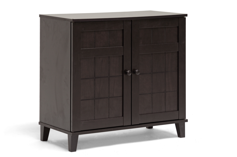 FP-1201 Glidden Dark Brown Wood Modern Shoe Cabinet Short
