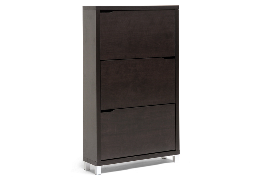 FP-3OUSH-CAPPUCINO Simms Dark Brown Modern Shoe Cabinet
