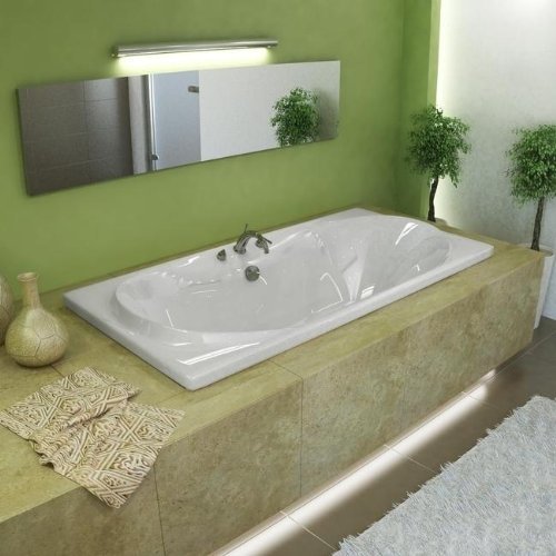 Whisper Rectangular Soaking Bathtub - White - 42 x 72 x 23 Inches - Durable Acrylic